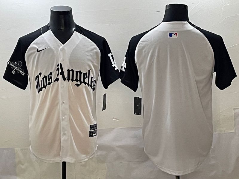 Men 2025 Los Angeles Dodgers Blank White black Five generations Joint Name Nike MLB Jersey style 121